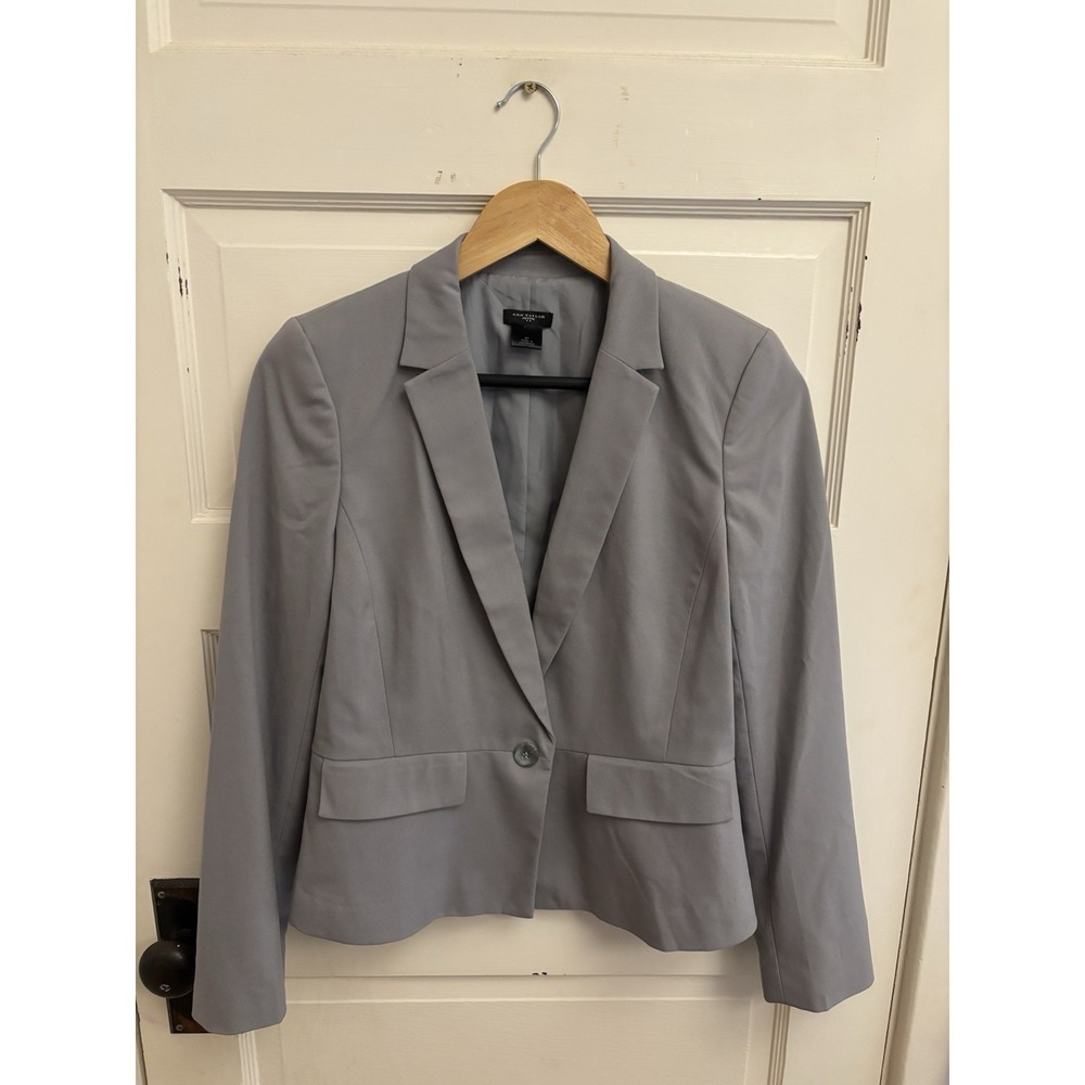 Ann Taylor Women's Gray One Button Blazer Stretch Lined Size 6P